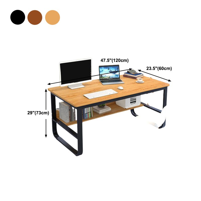 Metal and Wooden Writing Desk Rectangular Office Desk for Bedroom