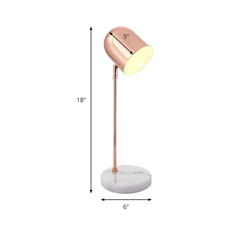1 lampe de bureau de salle d'étude légère avec une teinte dôme allongée moderniste chromée / cuivre Livre de lecture