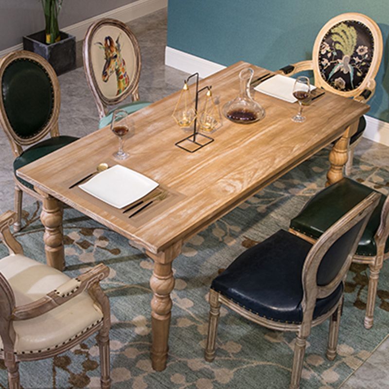 Table à manger moderne médiévale en bois de pin pour table rectangulaire de restaurant avec 4 pieds