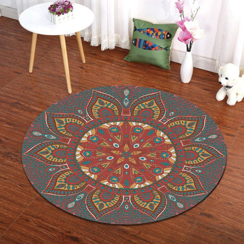 Orange Vinatge Rug Polyester Graphic Rug Non-Slip Backing Area Rug for Living Room