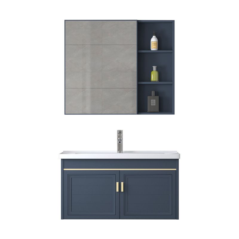 Modern Wall-Mounted Sink Vanity Blue Wall Mount Vanity Cabinet