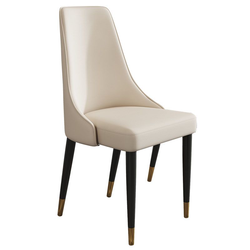 Glam Faux Leather Dining Chair Parsons Chair in Matte Finish for Kitchen