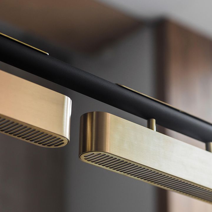 Lámpara de colgante de LED de restaurante moderno de Rectangle Island Lights con sombra de metal