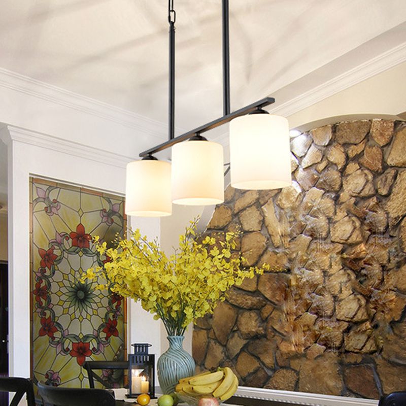 Modern Style Cylinder Chandelier Light Glass 3 Lights Hanging Ceiling Light