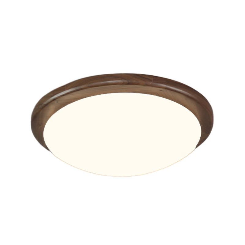 Modern Wood LED Flush Mount Circle Shape Ceiling Light with Acrylic Shade for Living Room