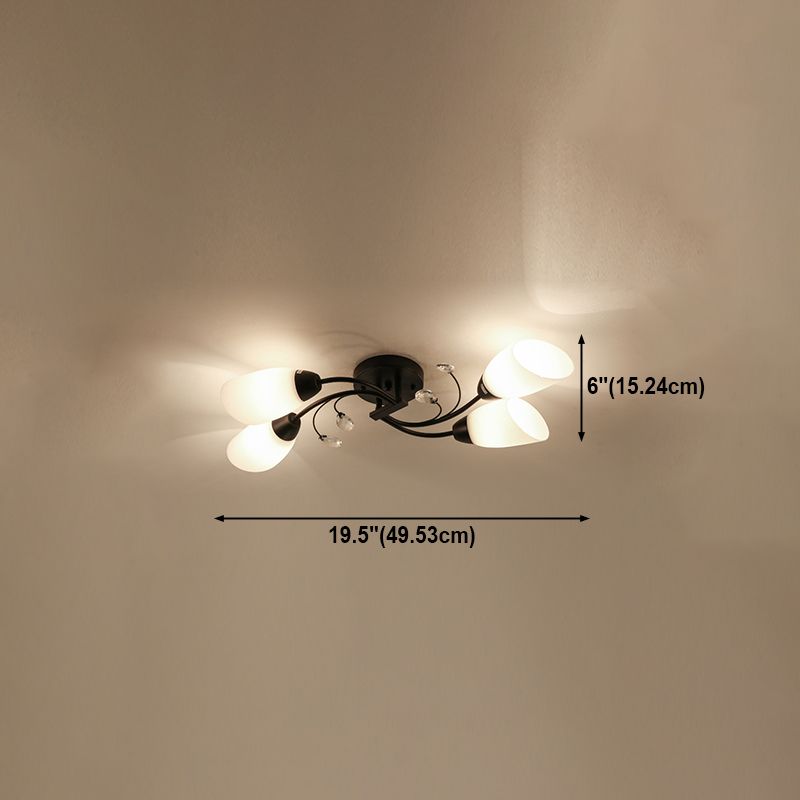 Black Flush Mounted Lamp Simple Style Glass Cone Ceiling Light Fixture