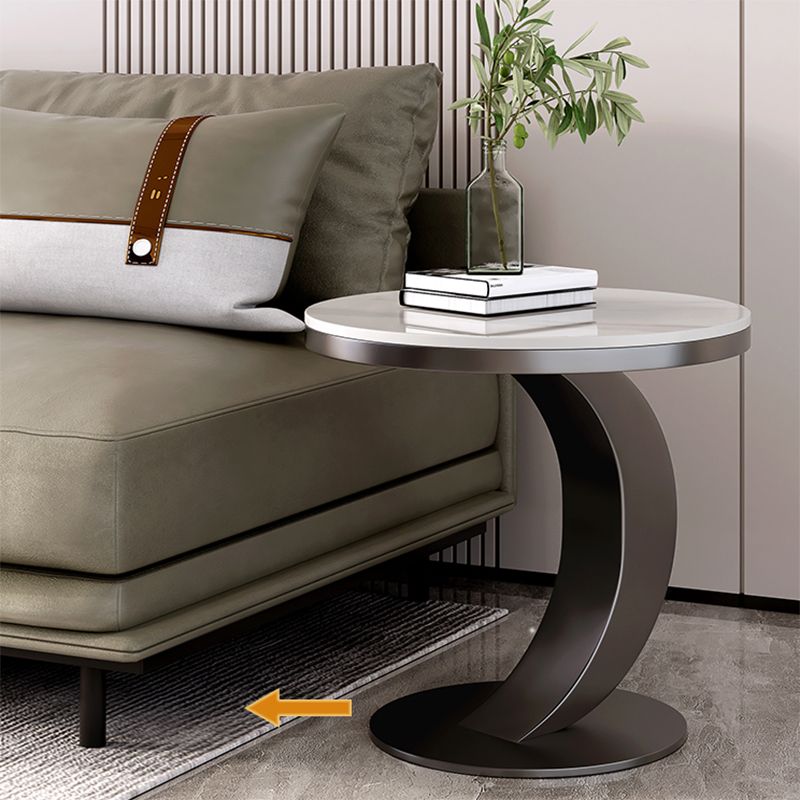 Contemporary Sofa Side Accent Table Metal Round Pedestal Living RoomCorner Table