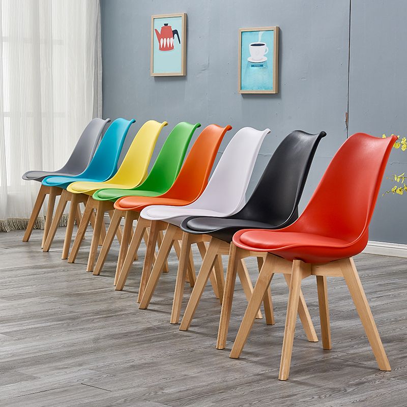 Eames Armless Dining Chairs Scandinavian Side Dining Chairs with Wood Legs