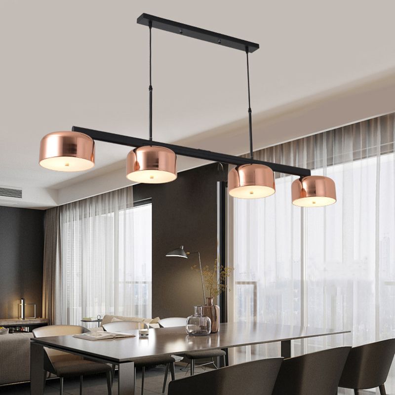 Drum Metal Island Lighting Fixture Luz de colgante de isla negra de estilo moderno para comedor