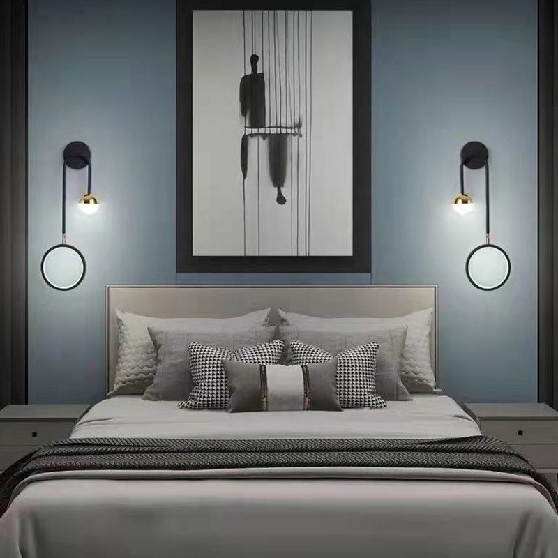 2-Light Round Wall Lighting Ideas Modern Style Metal Wall Mount Lamp