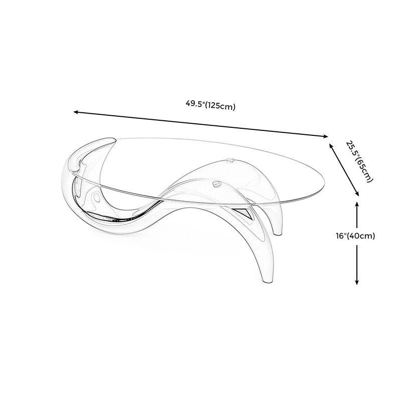 15.7"H Abstract Base Transparent Glass Round Table Top Coffee Table