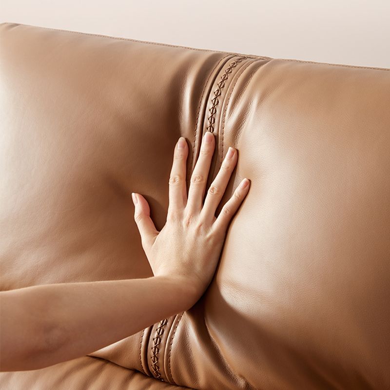 Genuine Leather Flared Arm Sectional -Contemporary Power Recliner Sectional Couch