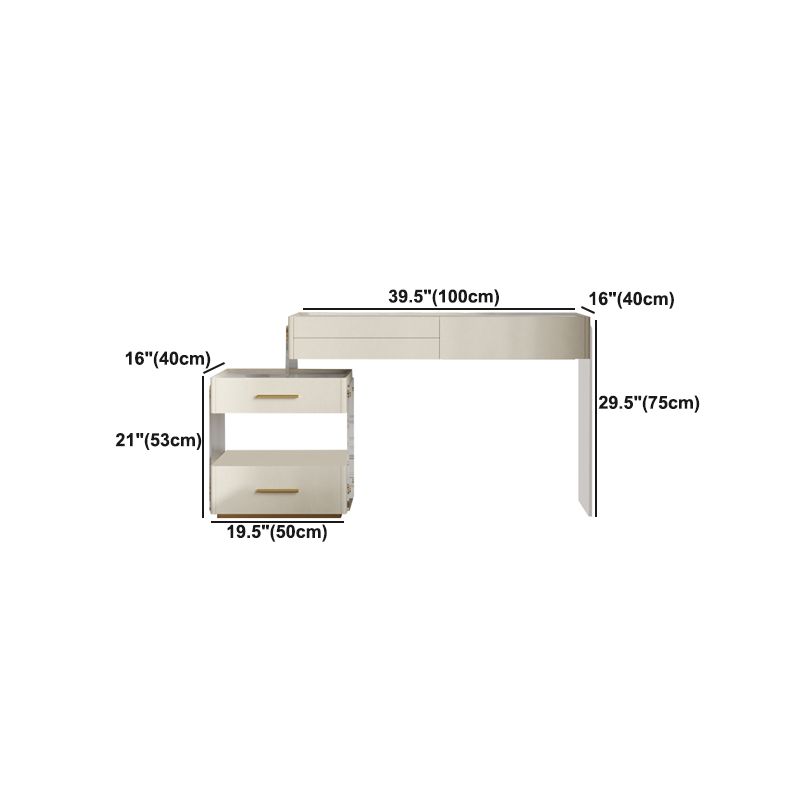 Glam Slate Top Dressing Table Stool Set Solid Wood Makeup Counter