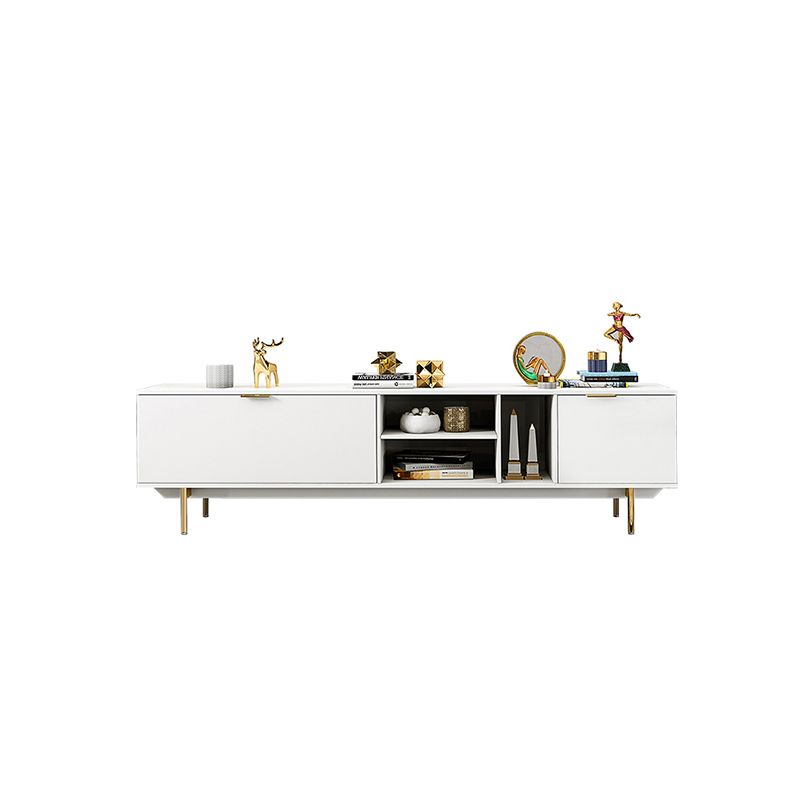 Modern Enclosed Storage TV Stand Wooden TV Cabinet with Splayed Metal Legs