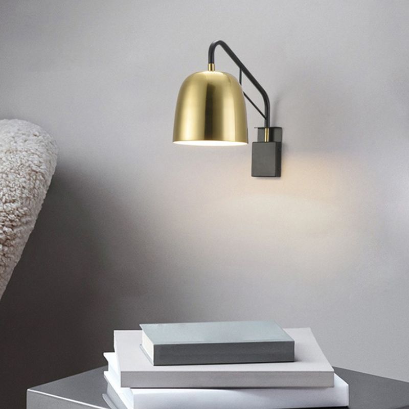 Contemporary Dome Metal 1 Light Wall Mounted Lights in Black and Gold