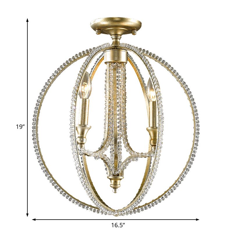 Marco orbe semi luz de montaje de montaje modernismo y cristal 3 luces luz dorada de techo