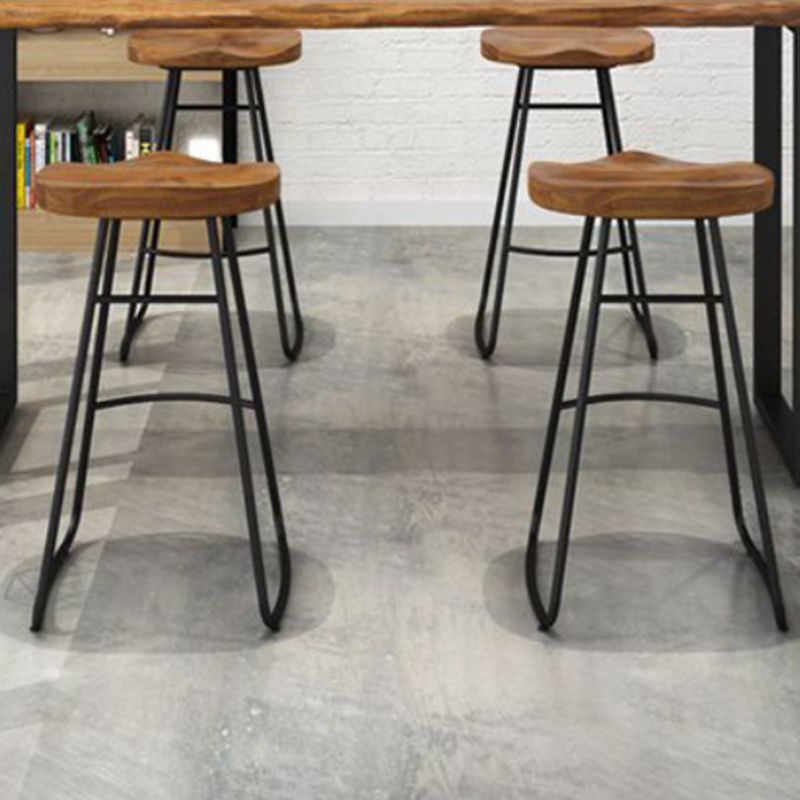 Contemporary Style Wood Counter Stool Living Room Bar Stool with Metal Legs