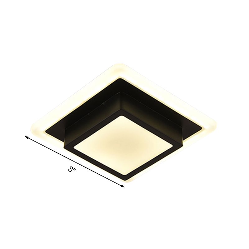 Mini lámpara de techo empotrada redonda/cuadrada, LED de metal contemporáneo, montaje empotrado en blanco/negro, luz blanca/cálida