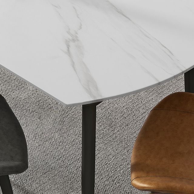 Modern Style Round 4 Legs Table Stone Dining Room Home Furniture with Drop-Leaf