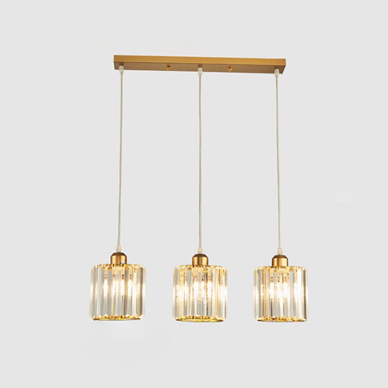 Lámparas de isla de cilindro de estilo moderno cristal 3 lámparas de encogimiento de luz