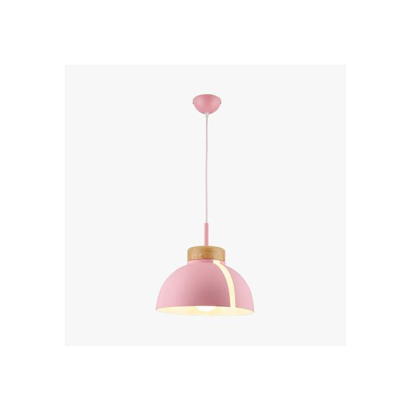 Nordic 1 Light Suspension Light with Metal Shade Pink/White/Black Dome Ceiling Pendant Light