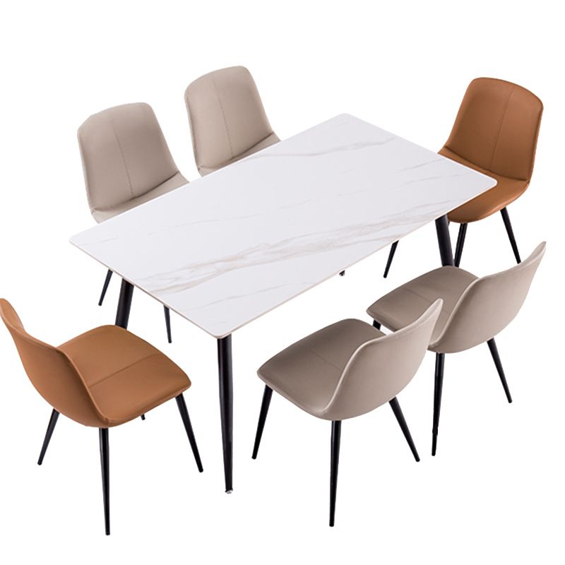 Modern Rectangle Dining Table for Home White Dinette Table with 4 Legs