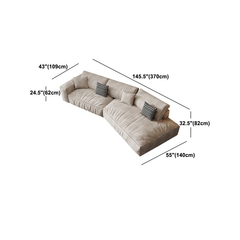 Single Side Armrest with Pillow Back Sofa Bed Cream Cloth Art Sofa