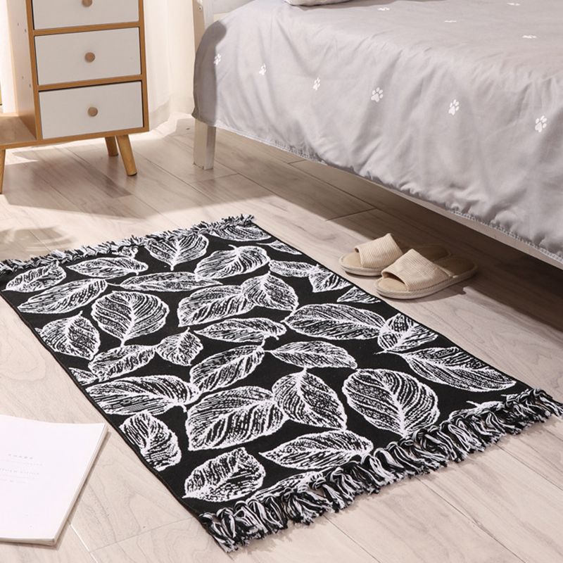 Zwart Boheems tapijt katoen Americana Patroon Area Rug Fringe Indoor Tapijt voor thuisdecoratie
