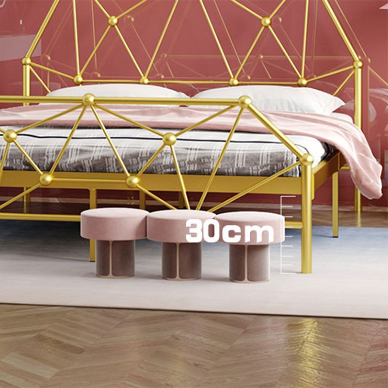 Glam Metallic Standard Bed, Open-Frame Headboard Bed Frame with Footboard