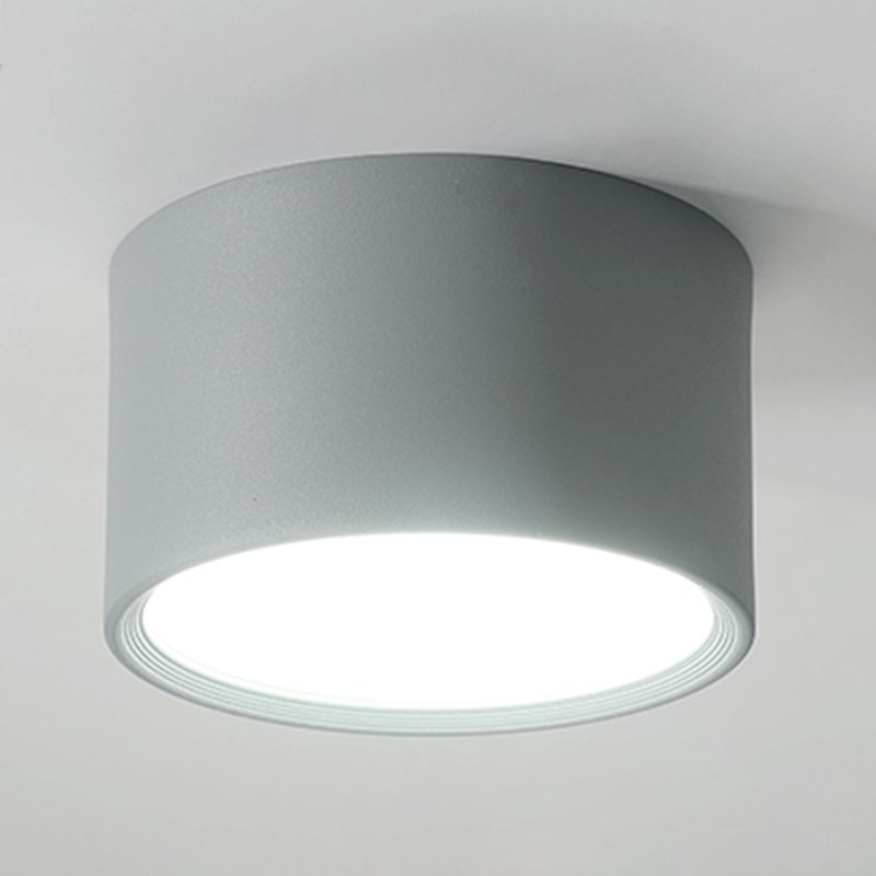 Modern Minimalist LED Flush Mount Iron Cylindrical Ceiling Light with Acrylic Shade