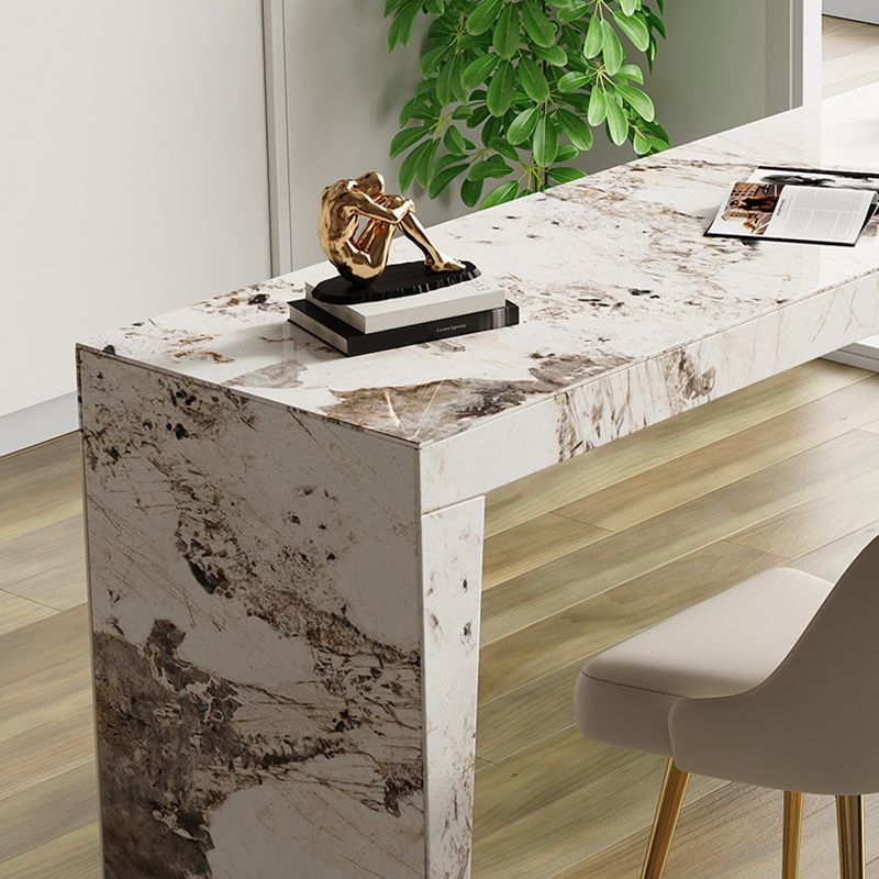 Modern Style Rectangle Bar Table Stone Fixed Bistro Bar Desk for Living Room