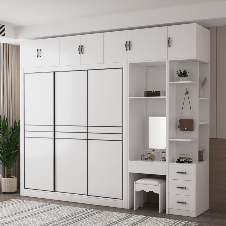 Manufactured Wooden Kids Closet Bedroom Hanging Clothes Rack with Sliding Door