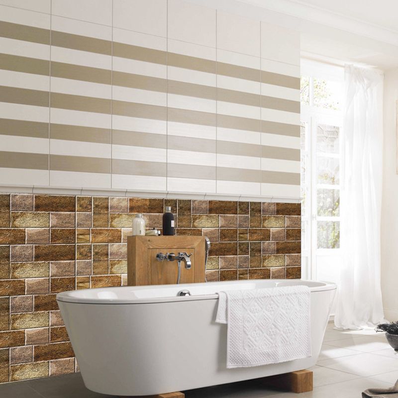 Dark Color Bricks Wallpaper Panels Peel off Industrial Bathroom Wall Covering, 12 Pcs