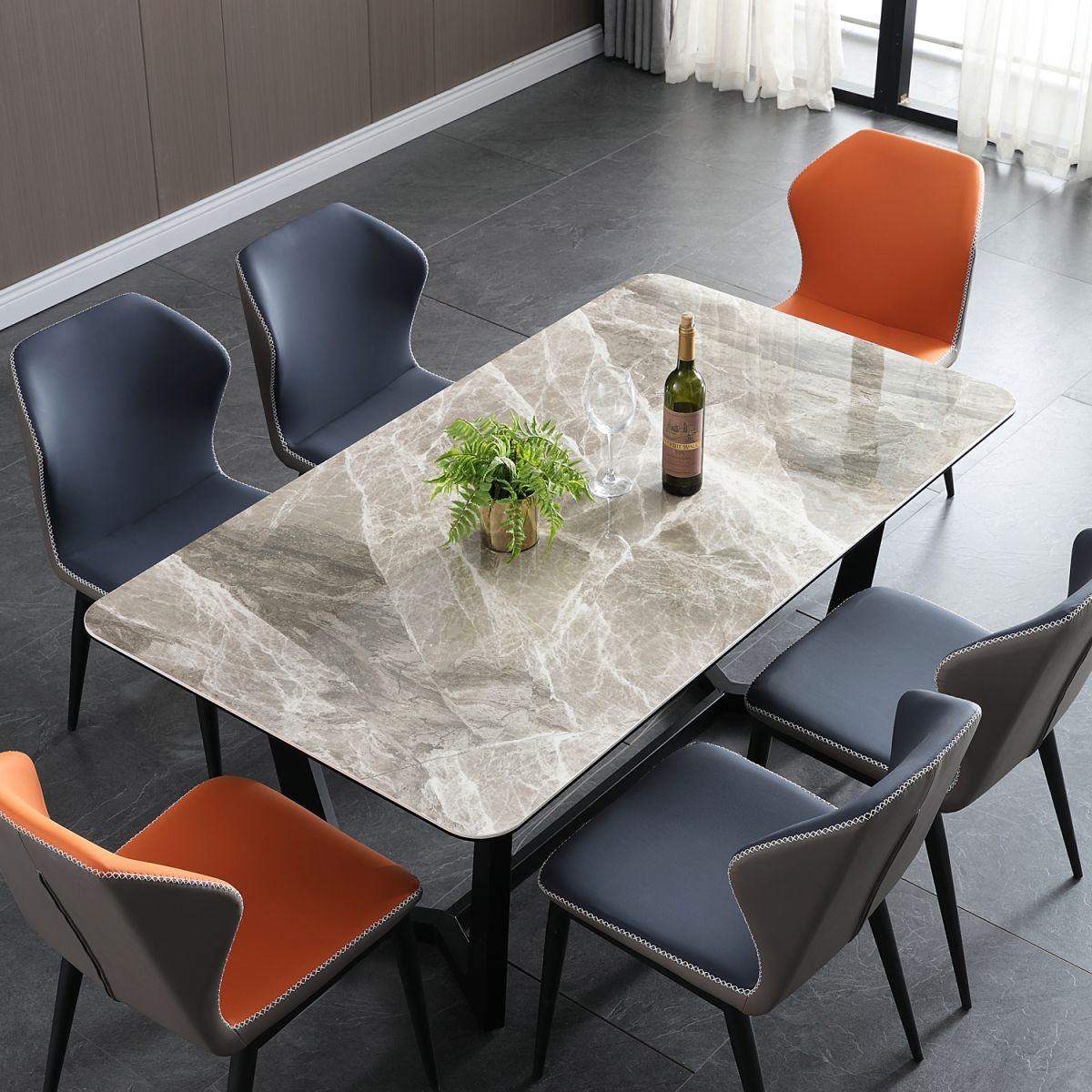 Silla lateral casera industrial Silla tapizada Wingback del comedor del metal