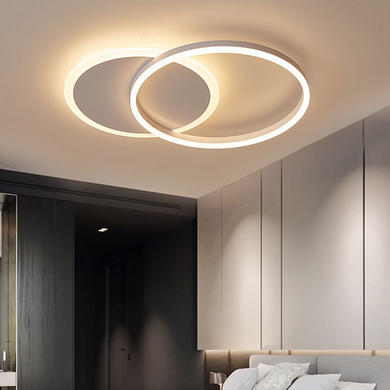 Lámpara de techo LED con forma de anillo, montaje empotrado de 2 luces de aluminio moderno para dormitorio
