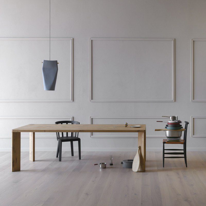 Mesa de madera maciza rectangular para la mesa de comedor moderna del restaurante con 4 patas