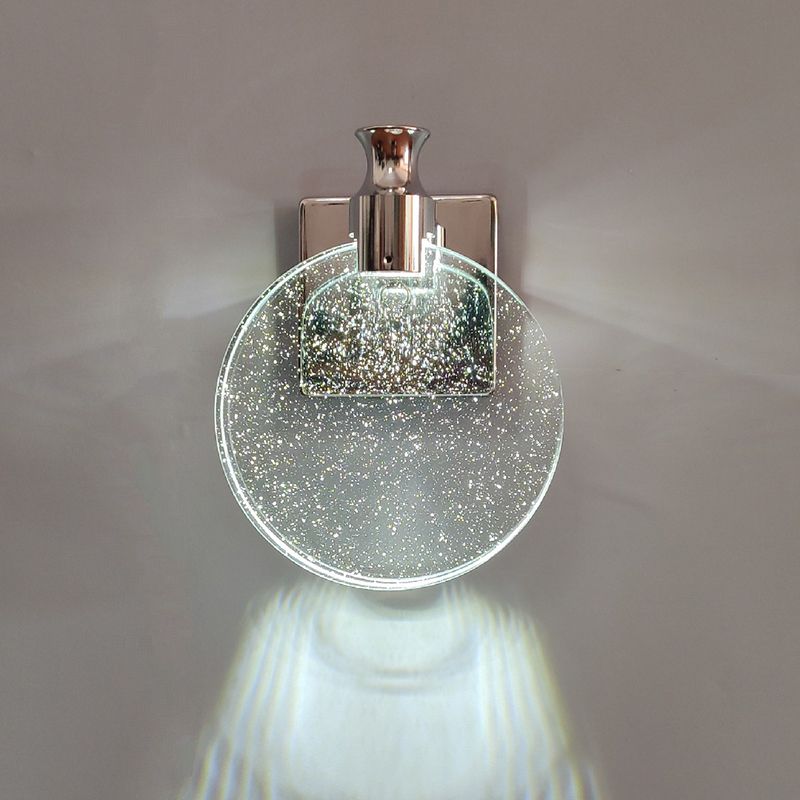 Crystal Round Vanity Wall Sconce Modern Style 1 Light Vanity Lighting Fixtures