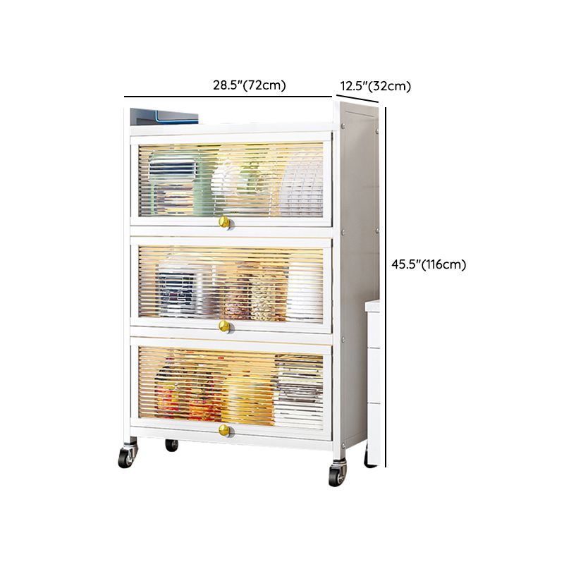 white Metallic Buffet Sideboard 12.6-inch wide Dining Server with wheels