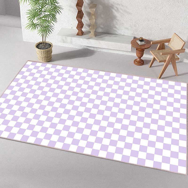 Modern Home Decoration Carpet Checkered Pattern Area Rug Polyester Stain Resistant Indoor Carpet