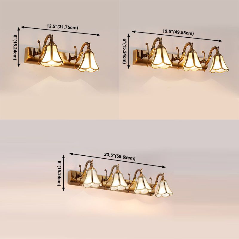 1-Light Glass Geometric Shade Wall Sconce Modern Style Mirror Wall Lighting in Brass