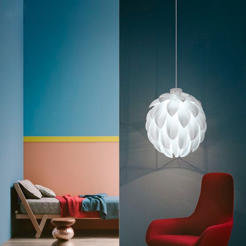 Acrylic Petal Pendant Ceiling Light Minimalist Style Hanging Pendant Light in White