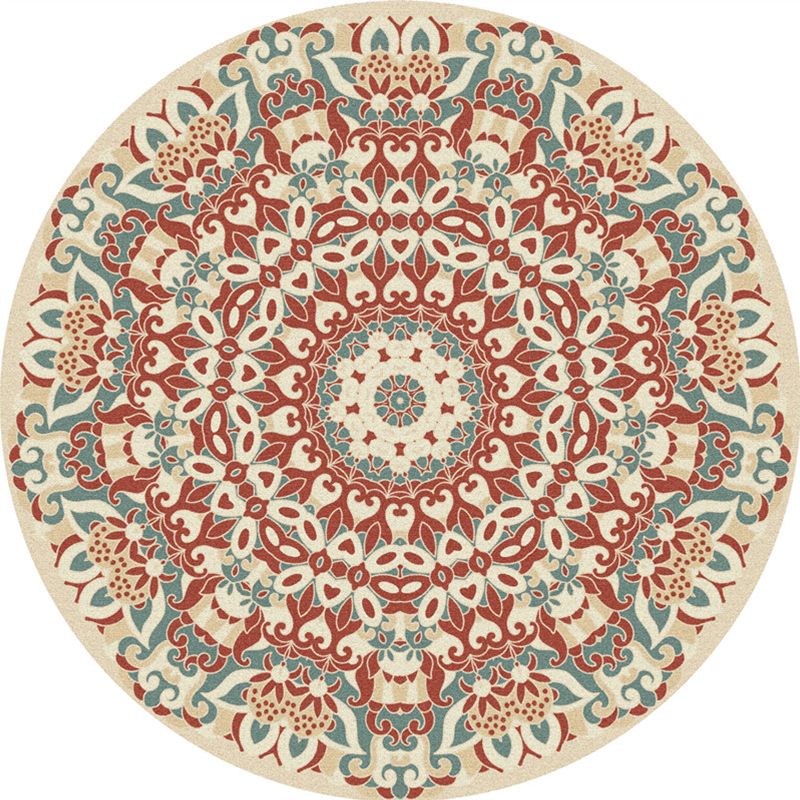 Mehrfarbiger Vintage-Teppich Polyster Blumen bedrucktes Teppich Easy Care Haustierfreundlicher Waschblatt zur Dekoration