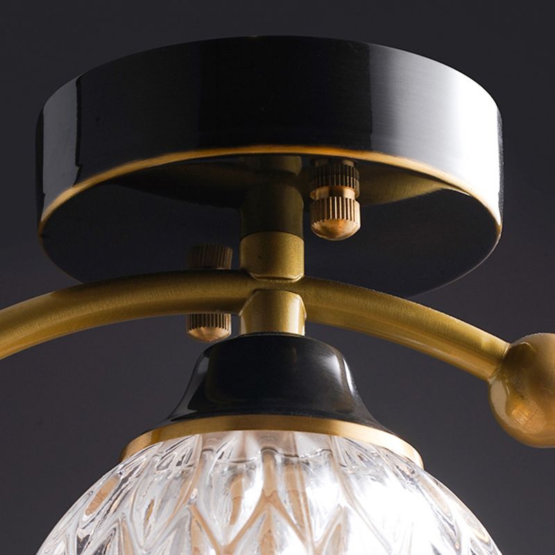 Plafonnier en forme de géométrie, moderne, en verre, à 1 lumière, doré
