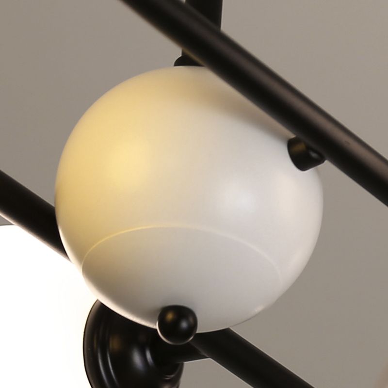 Modern Style Spherical Shape Island Lights Glass 6 Light Island Lighting in Black