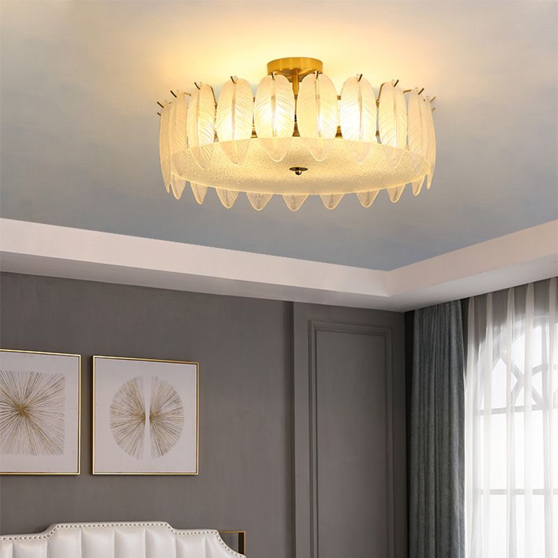 Modern Glass Ceiling Lamp Geometric Flush Mount Light Fixture for Bedroom