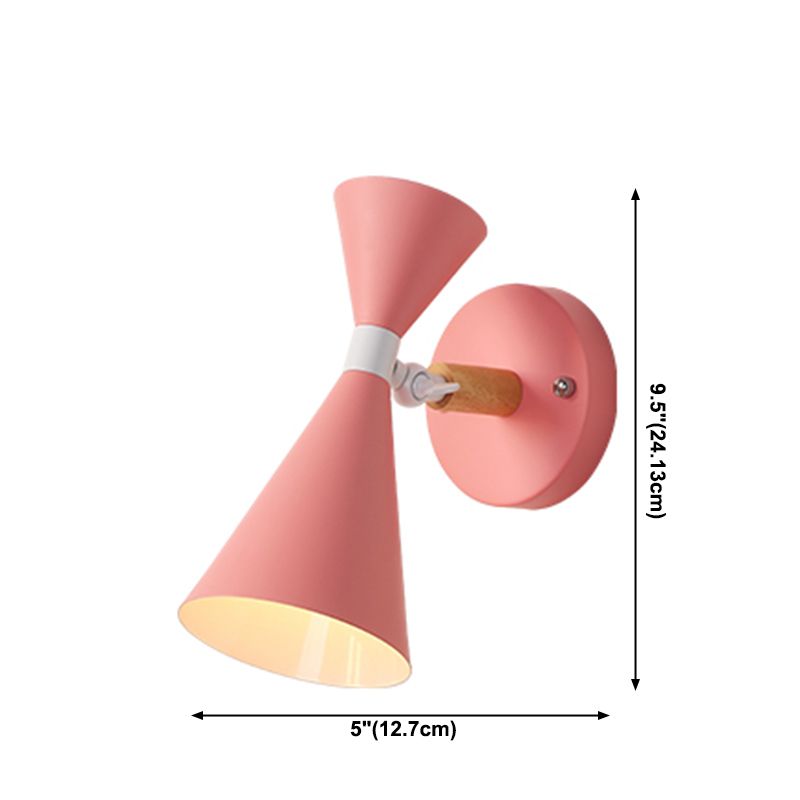 Luces de pared modernas Dobres apliques de pared en forma de cono de metal 1 Luz Diconce de luz Luz