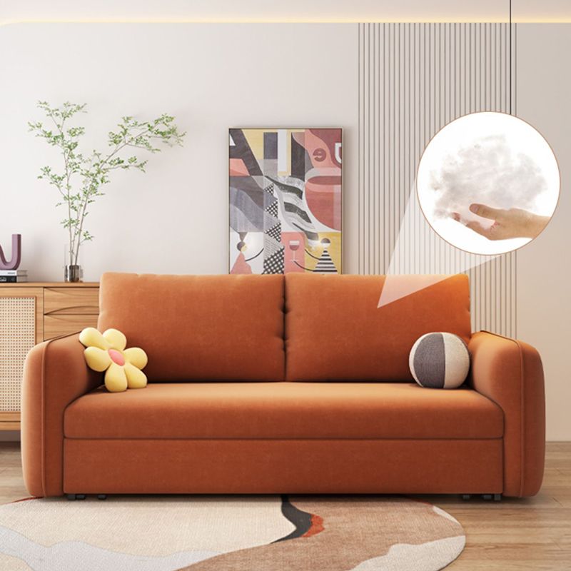 Contemporary Convertible Bed Sofa Couch with Pillows in Orange