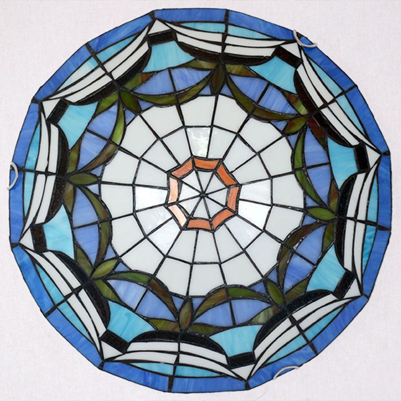 Tiffany Style Dome Flush Ceiling Light Hand Rolled Art Glass Ceiling Light for Bedroom
