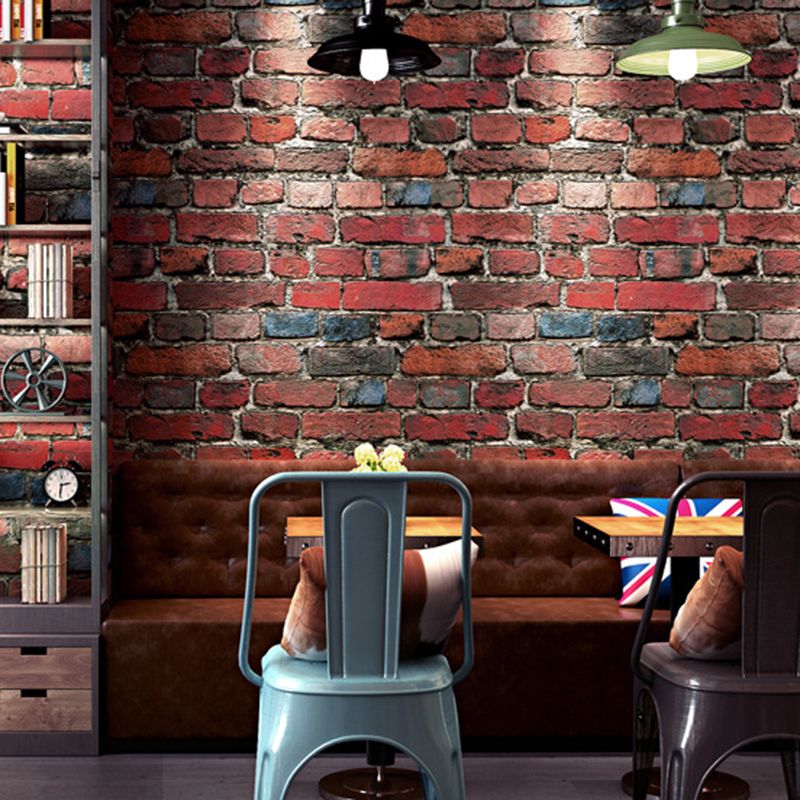 Colored-Paint Brick Wallpaper Roll Cyberpunk Smooth Surface Wall Art for Restaurant