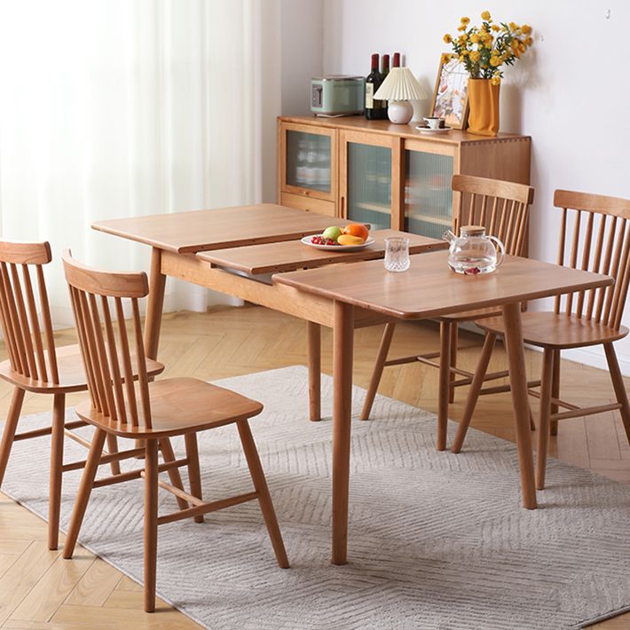 Extendable Cherry Wood Dining Table in Nature Rectangle Kitchen Table with 4 Legs